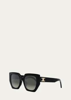 CelineTriomphe Logo Acetate Butterfly Sunglasses
