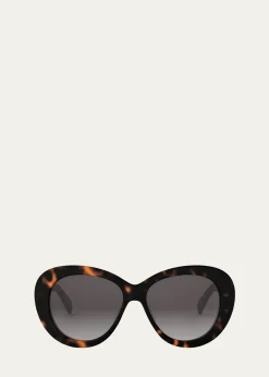 CelineTriomphe Logo Oval Acetate Sunglasses