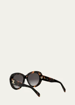 CelineTriomphe Logo Oval Acetate Sunglasses