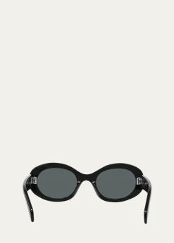 CelineTriomphe Logo Oval Acetate Sunglasses