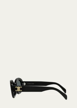 CelineTriomphe Logo Oval Acetate Sunglasses