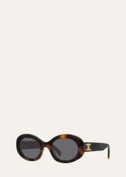 CelineTriomphe Logo Oval Acetate Sunglasses