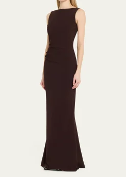 Chiara Boni La Petite RobeAjour Bateau-Neck Mermaid Gown