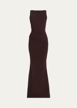 Chiara Boni La Petite RobeAjour Bateau-Neck Mermaid Gown