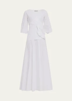 Chiara Boni La Petite RobeFlower-Embellished Stretch Cotton Maxi Dress
