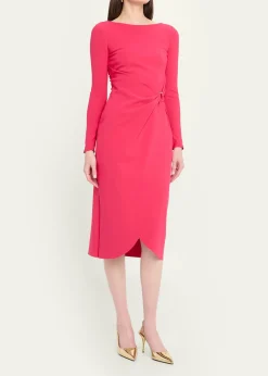 Chiara Boni La Petite RobeGathered Bateau-Neck Midi Sheath Dress