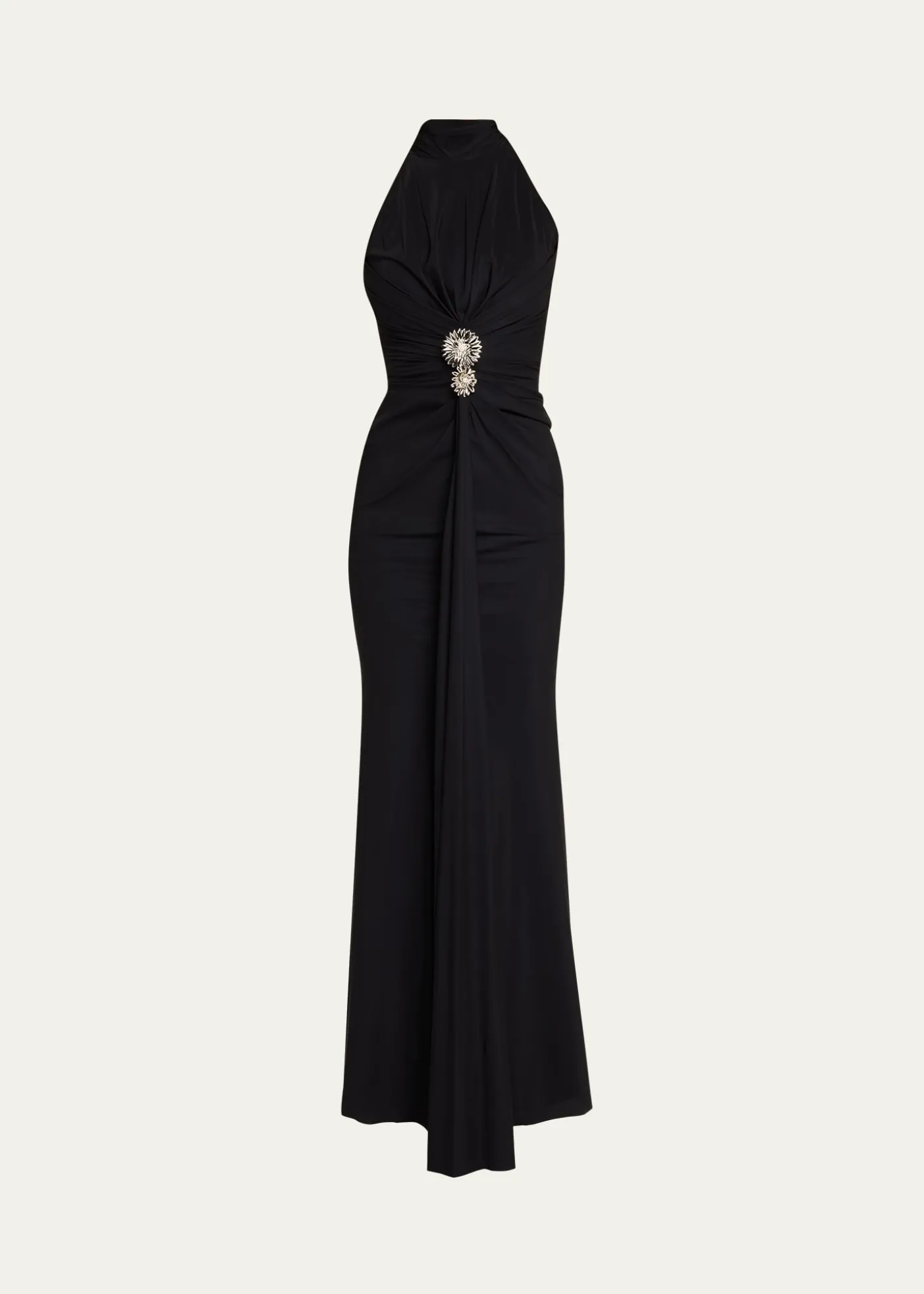 Chiara Boni La Petite RobeNitsa Floral-Embellished Halter Column Gown