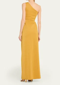 Chiara Boni La Petite RobeOtsu One-Shoulder Shimmer Jersey Gown