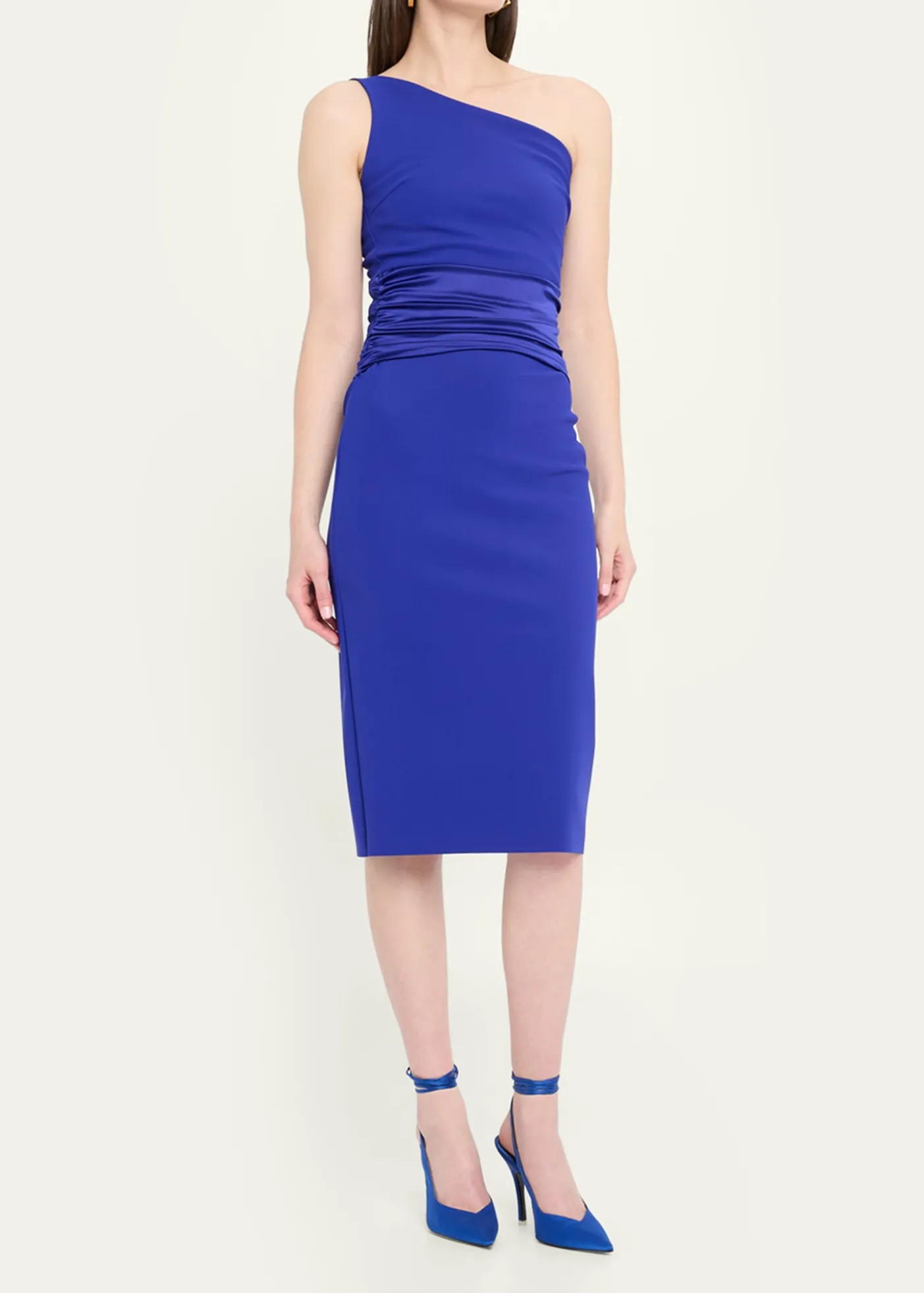 Chiara Boni La Petite RobeRuched One-Shoulder Bodycon Satin Dress
