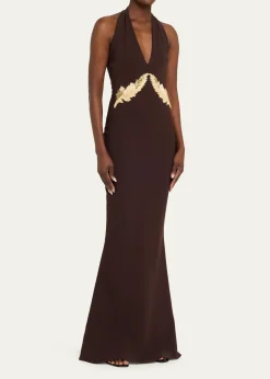Chiara Boni La Petite RobeYanar Beaded Mermaid Halter Gown