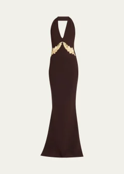 Chiara Boni La Petite RobeYanar Beaded Mermaid Halter Gown