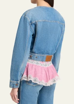 ChloeCollarless Denim Crop Jacket