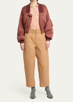 ChloeCotton Canvas Barrel-Leg Trousers