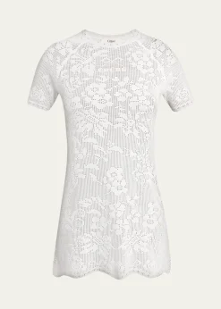 ChloeCotton Pointelle Mini Dress