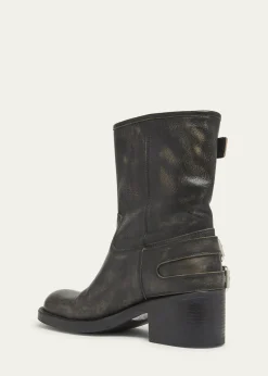 ChloeDakota Burnished Leather Moto Ankle Boots