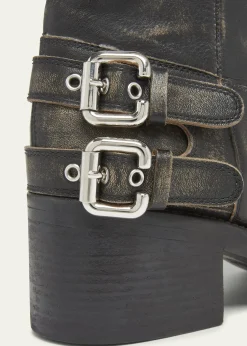 ChloeDakota Burnished Leather Moto Ankle Boots
