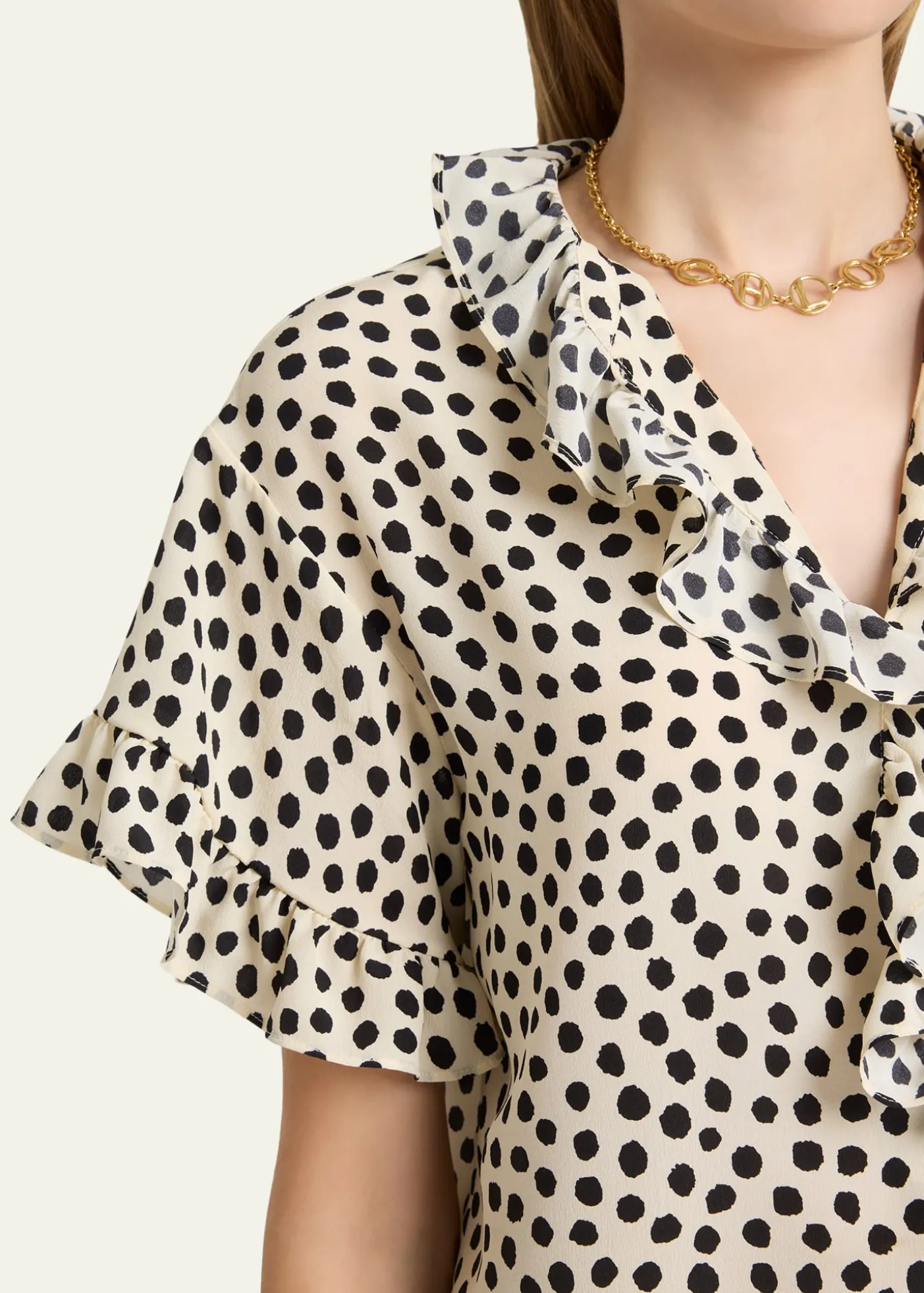 ChloeDot-Print Organic Silk Crepe De Chine Blouse