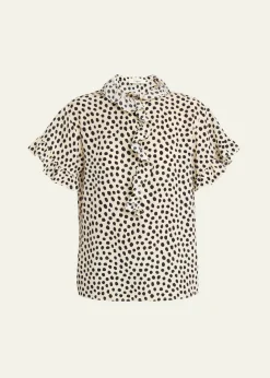 ChloeDot-Print Organic Silk Crepe De Chine Blouse