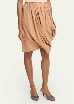 ChloeDraped Cotton Knee-Length Skirt