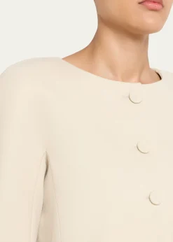 ChloeExaggerated Shoulder Single-Breasted Collarless Jacket