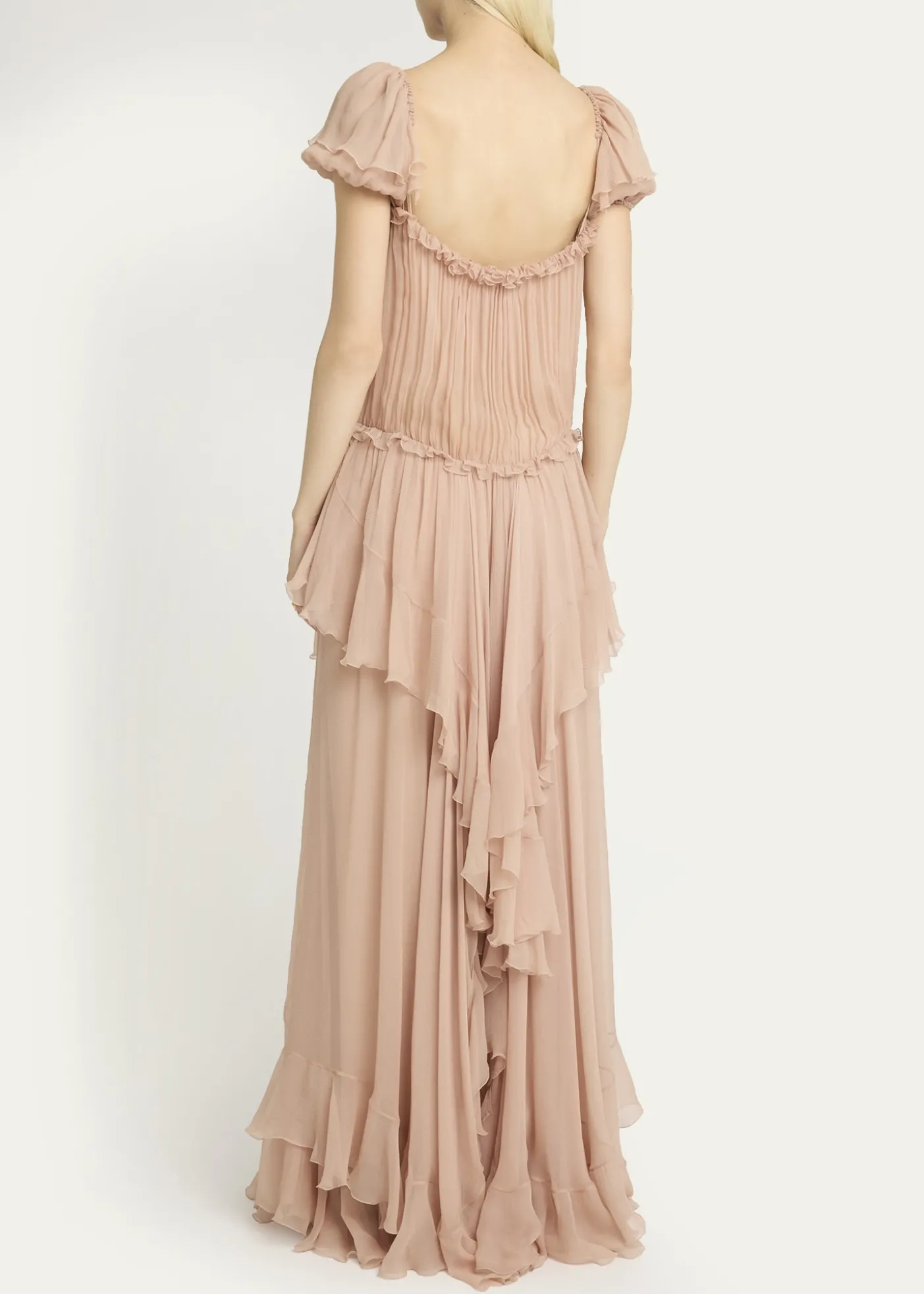 ChloeGathered Ruffle Organic Silk Mousseline Gown