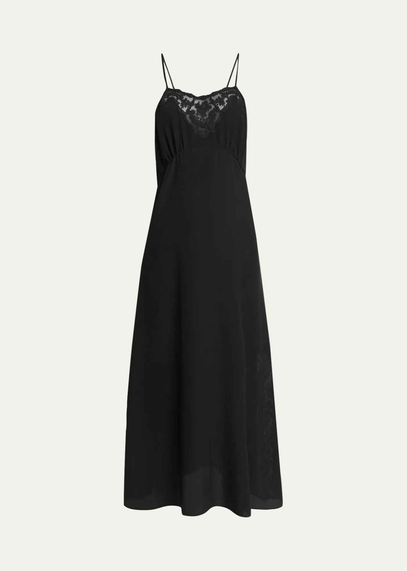 ChloeLace-Trim Empire Silk Midi Slip Dress