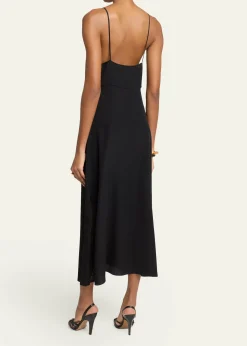 ChloeLace-Trim Empire Silk Midi Slip Dress