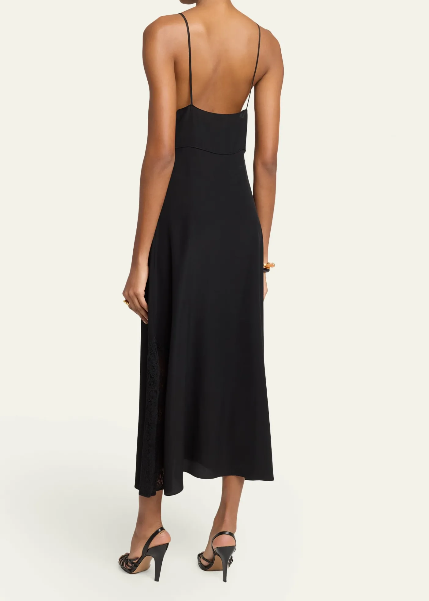 ChloeLace-Trim Empire Silk Midi Slip Dress
