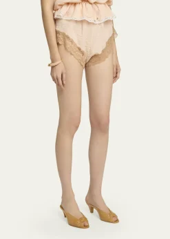 ChloeLace-Trim Floral Silk Jacquard Pull-On Shorts