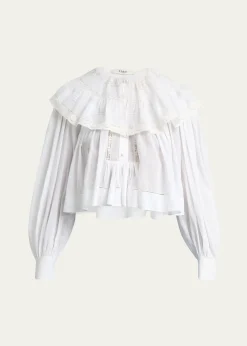 ChloeLight Cotton Voile Capelet Crop Blouse