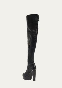 ChloeLola Leather Over-the-Knee Clog Boots