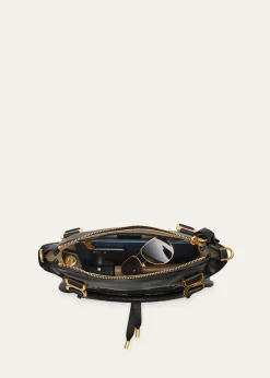 ChloeMarcie Medium Double Carry Satchel Bag in Grained Leather