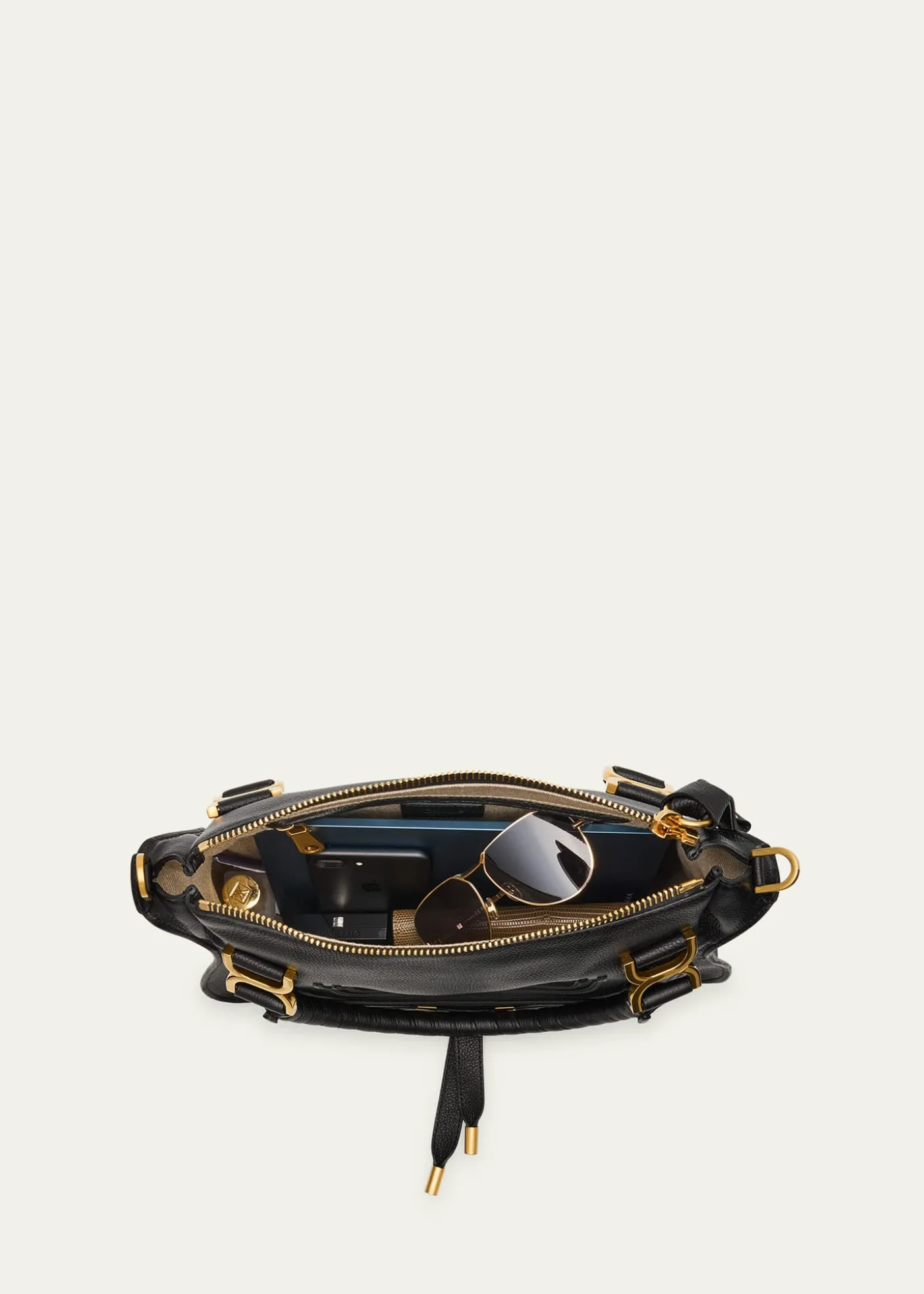 ChloeMarcie Medium Double Carry Satchel Bag in Grained Leather