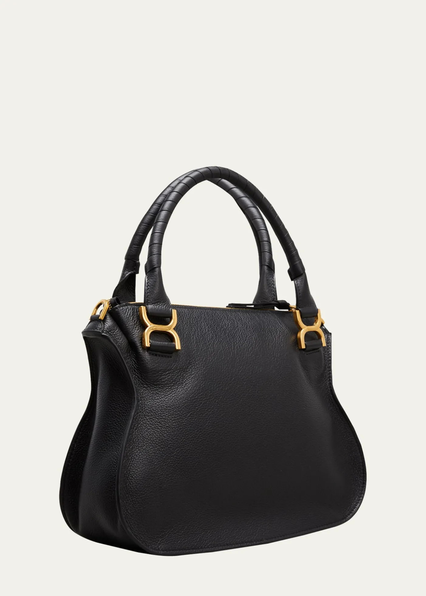 ChloeMarcie Medium Double Carry Satchel Bag in Grained Leather