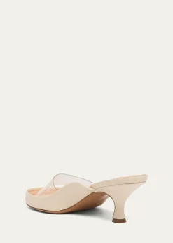 Chloe55mm PVC Strap Leather Mule Sandals