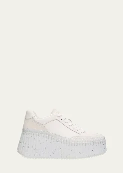 ChloeNama Platform Speckled Mix Leather Sneakers