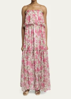 ChloeRose Silk Chiffon Ruffle Tiered Maxi Dress