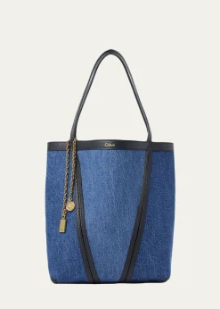 ChloeSpin Medium Tote Bag in Cotton Denim