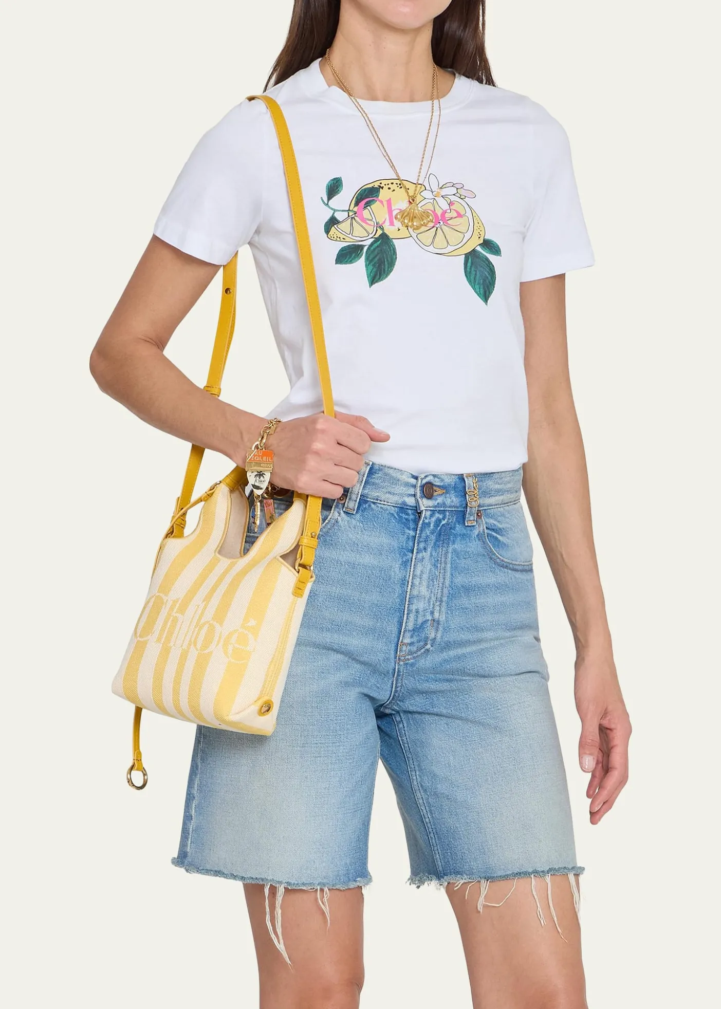 ChloeStripy East-West Jacquard Tote Bag
