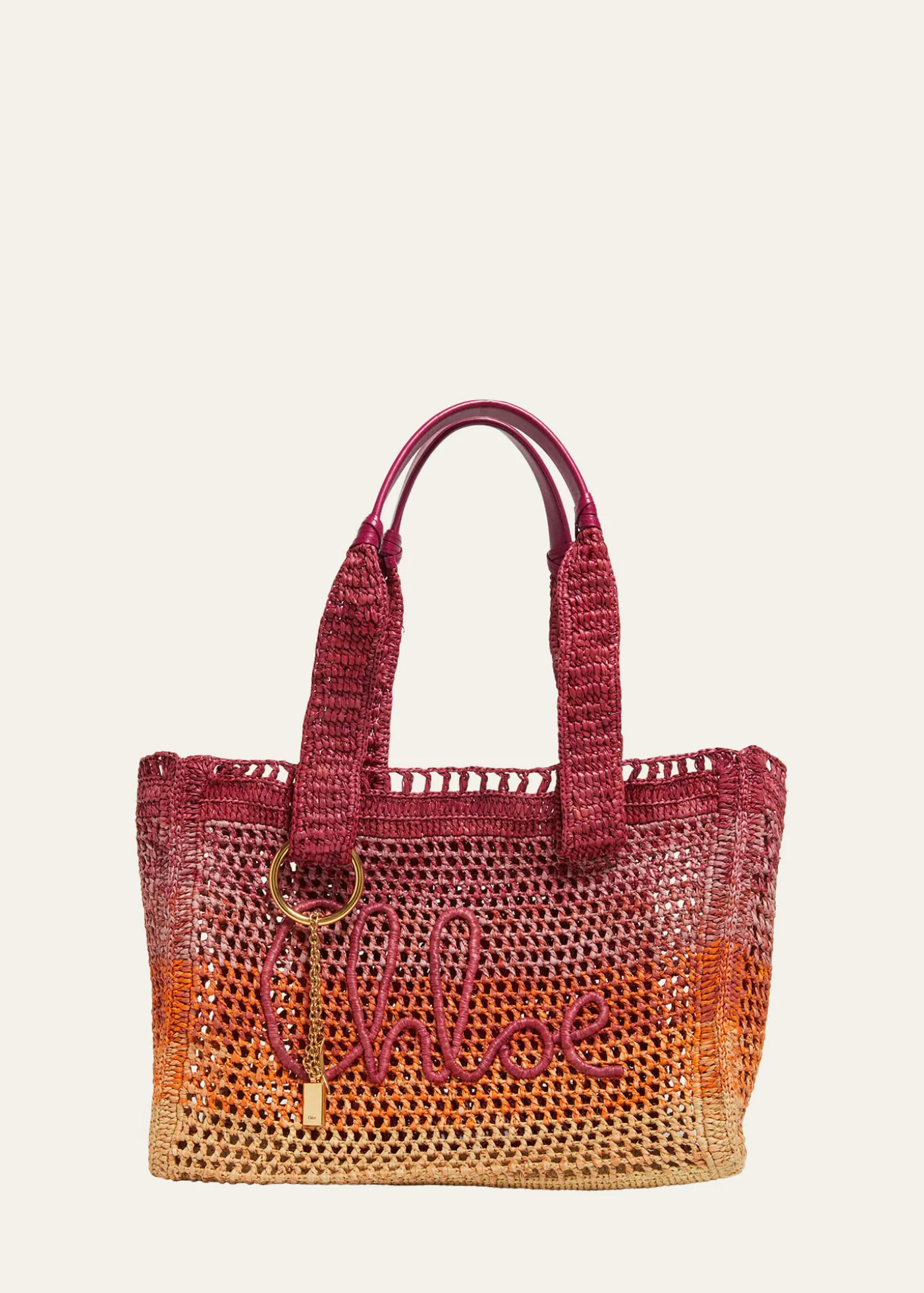 ChloeSummer Banana Ombre Raffia Tote Bag