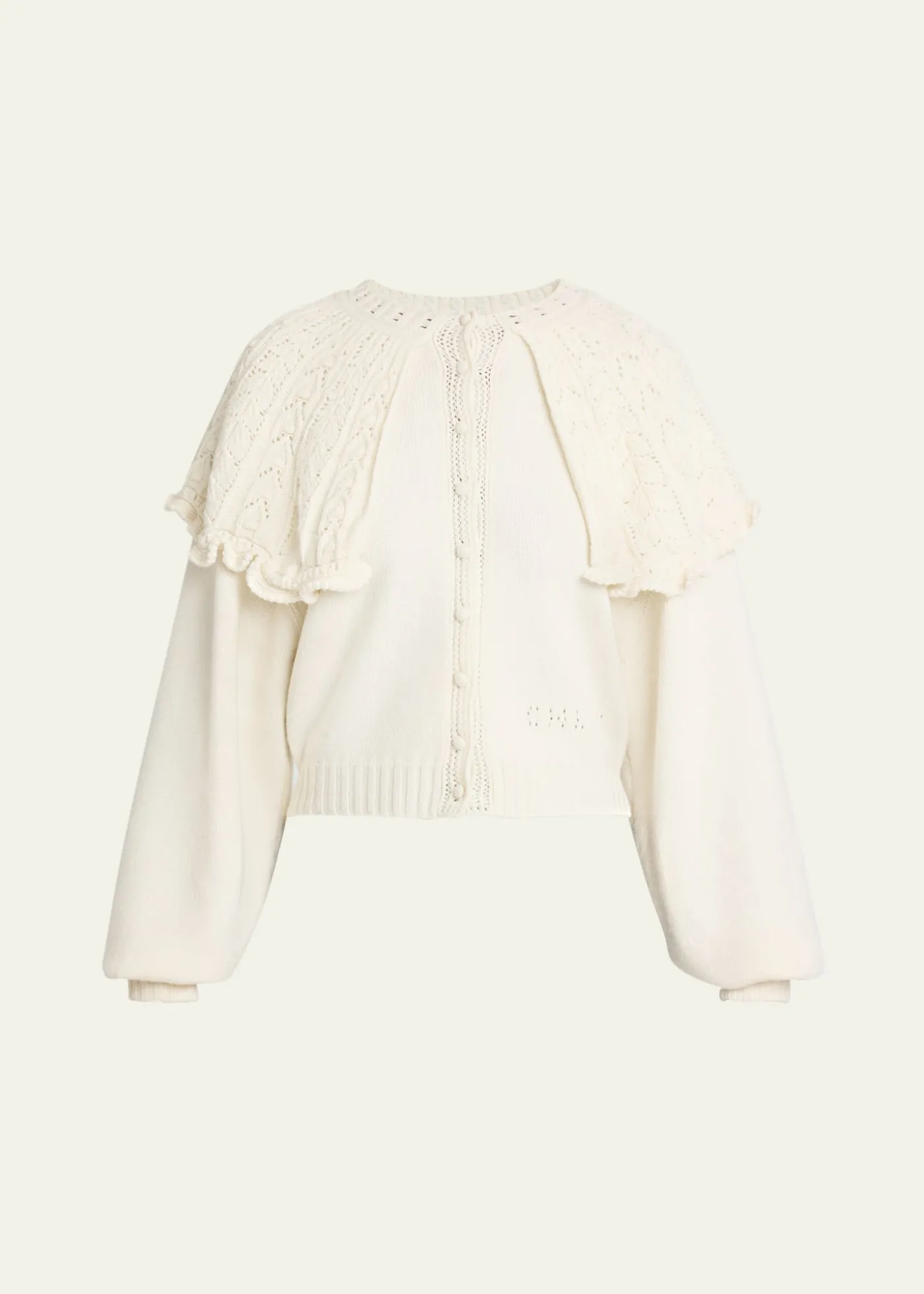 ChloeWool-Cashmere Pointelle Capelet Cardigan