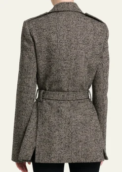 ChloeWool Chevron Belted Utility Jacket
