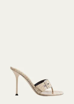 ChristenHelix Croco Buckle Thong Sandals