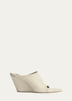 ChristenStretch Leather Wedge Slide Sandals