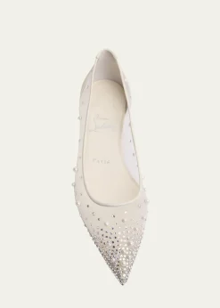 Christian LouboutinMiss Z Degrastra Embellished Mesh Red Sole Ballerina Flats