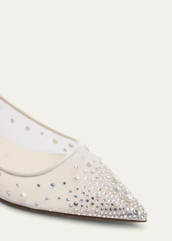 Christian LouboutinMiss Z Degrastra Embellished Mesh Red Sole Ballerina Flats
