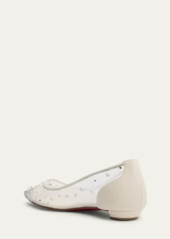 Christian LouboutinMiss Z Degrastra Embellished Mesh Red Sole Ballerina Flats