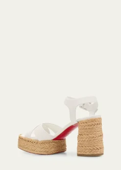 Christian Louboutin70mm Calakala Leather Crisscross Espadrille Sandals