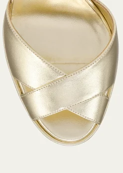 Christian Louboutin100mm Cora Metallic Nappa Leather Platform Sandals