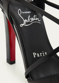 Christian Louboutin100mm Fanny Randa Leather Ankle-Tie Sandals